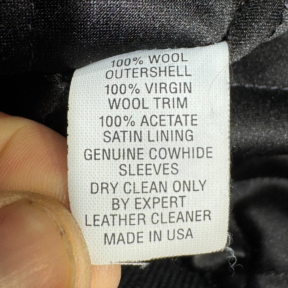 Dehen 1920 Varsity Jacket Black Red Pony Size Large Leather Sleeves Wool - Picture 9 of 9